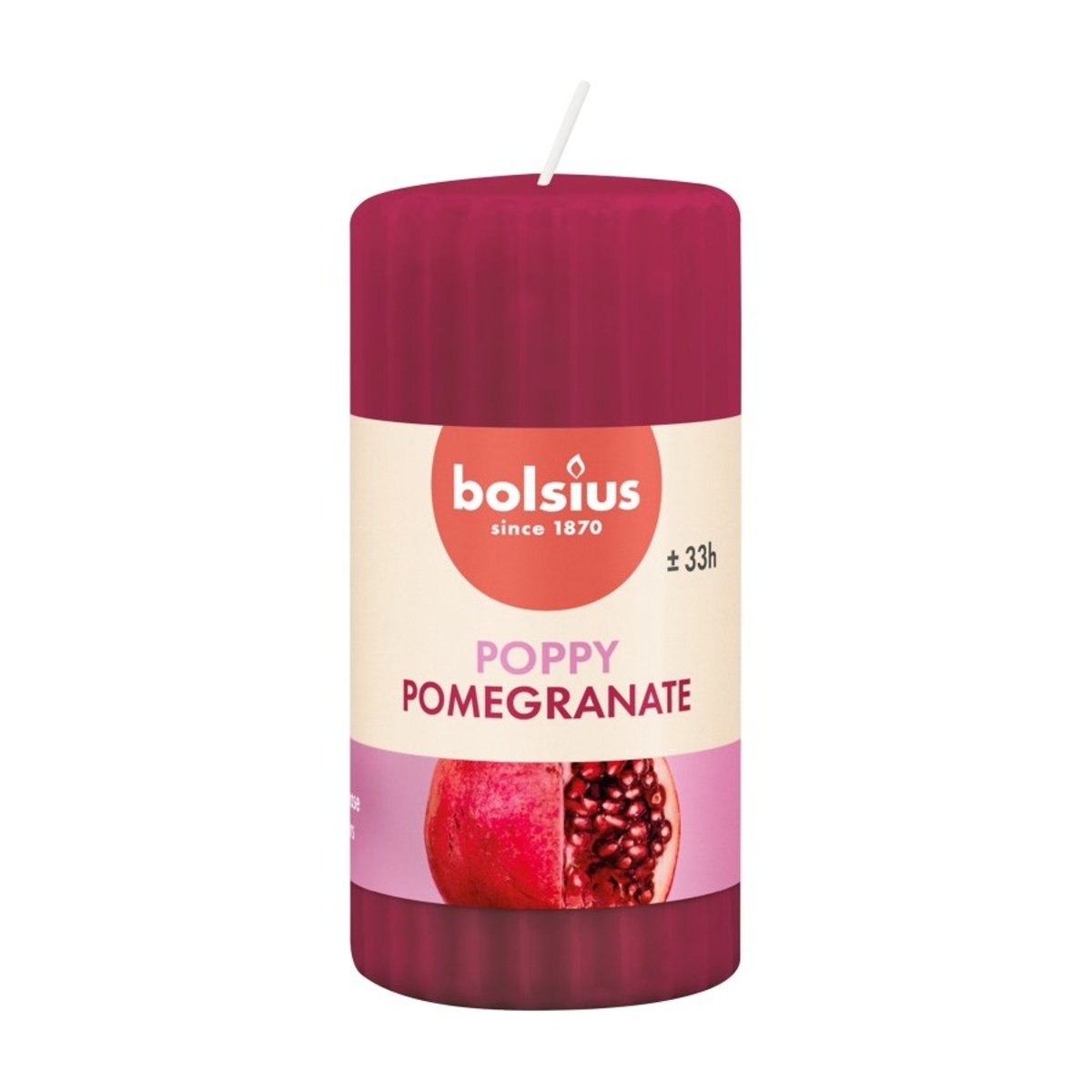 Svíčky Bolsius - Svíčka vonná válcová rýhovaná BOLSIUS Pomegranate 12cm