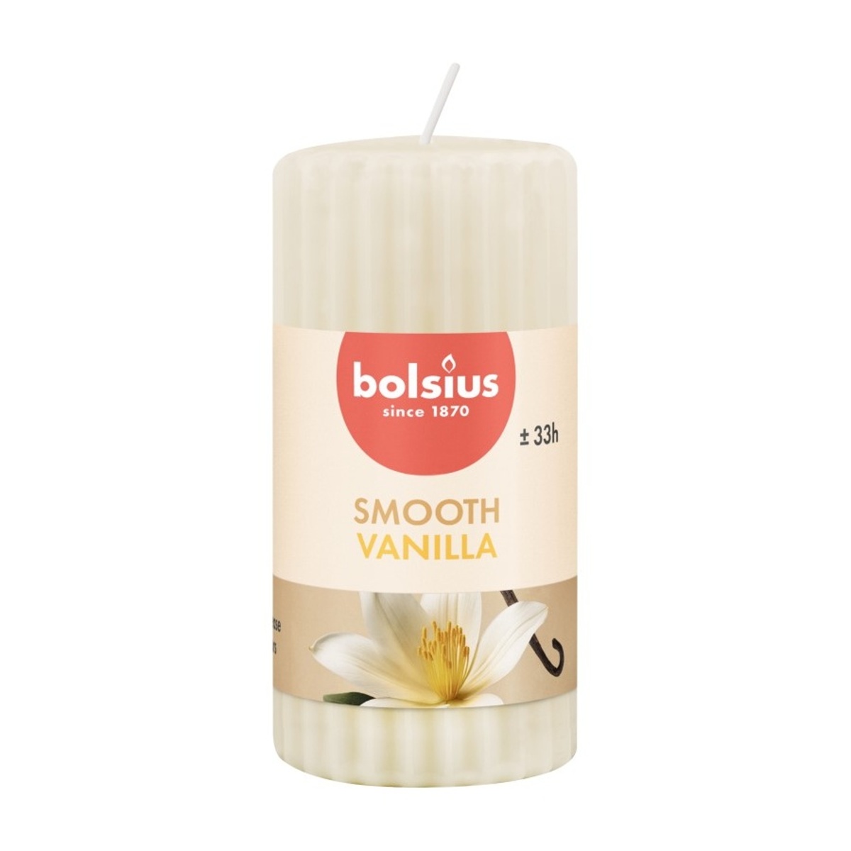 Svíčky Bolsius - Svíčka vonná válcová rýhovaná BOLSIUS Vanilla 12cm