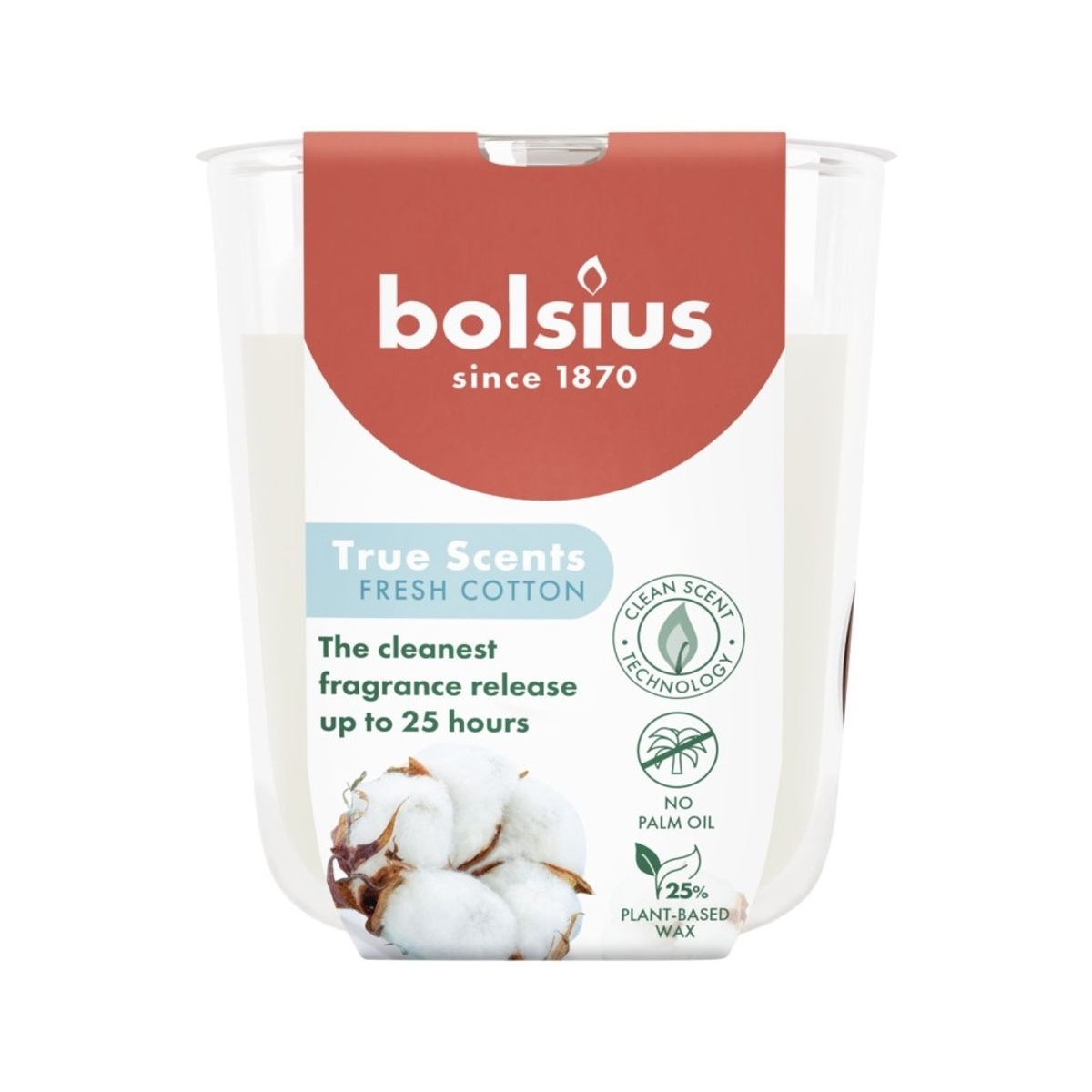 Svíčky Bolsius ve skle - Svíčka vonná ve skle BOLSIUS True Scents Fresh Cotton 8cm