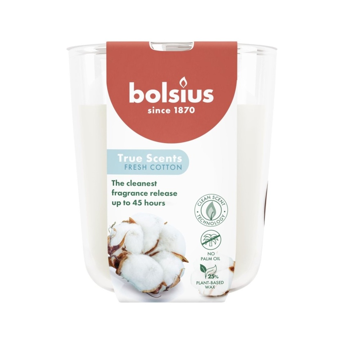 Svíčky Bolsius ve skle - Svíčka vonná ve skle BOLSIUS True Scents Fresh Cotton 9,7cm