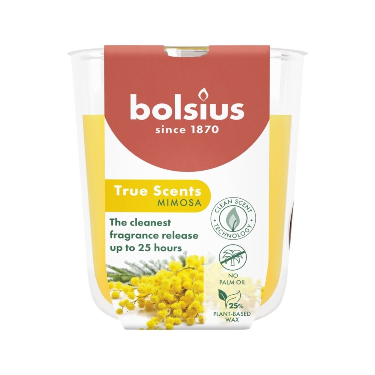 Svíčky Bolsius ve skle - Svíčka vonná ve skle BOLSIUS True Scents Mimosa 8cm