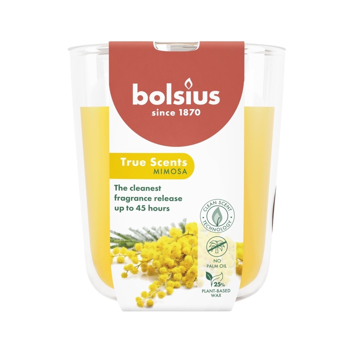 Svíčky Bolsius ve skle - Svíčka vonná ve skle BOLSIUS True Scents Mimosa 9,7cm