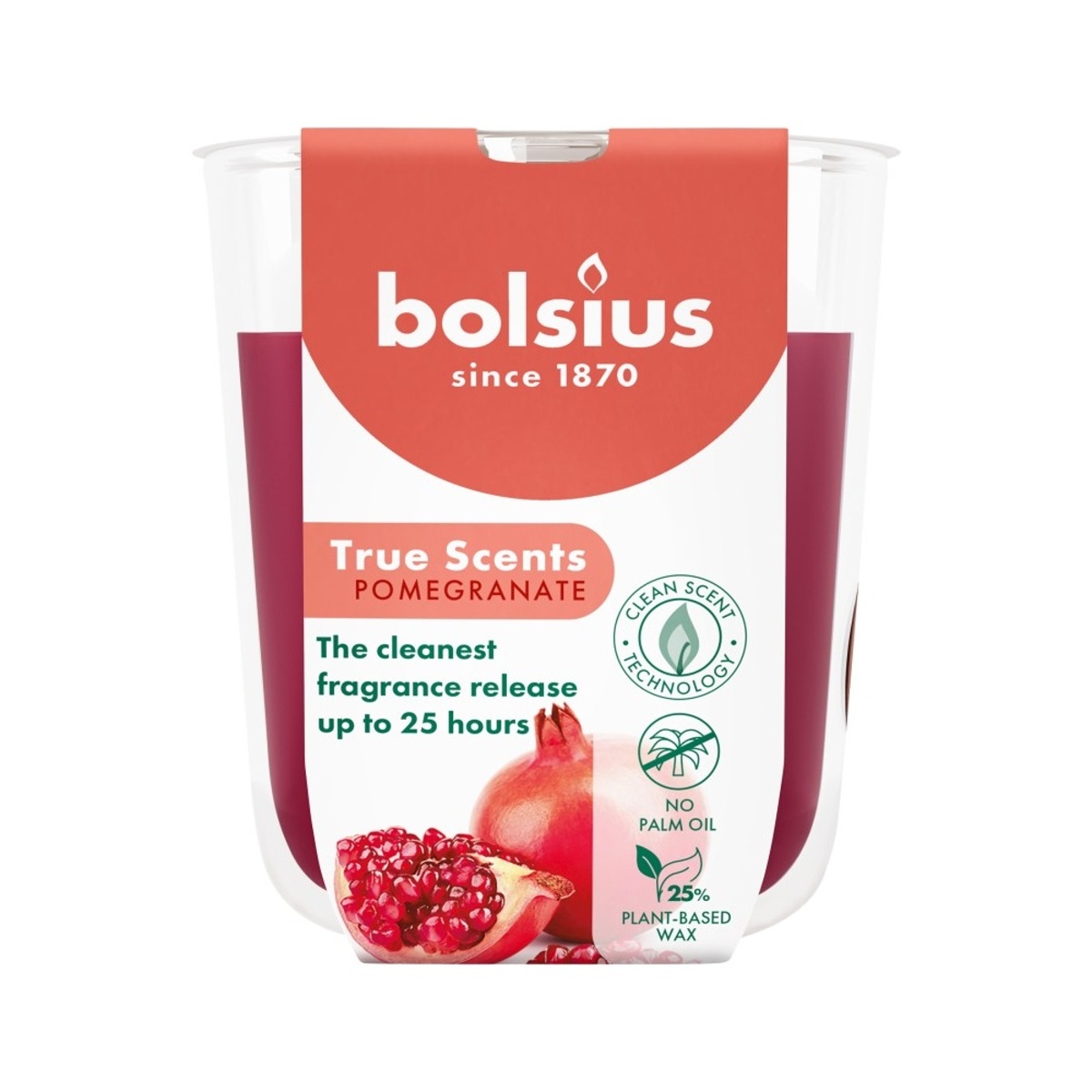 Svíčky Bolsius ve skle - Svíčka vonná ve skle BOLSIUS True Scents Pomegranate 8cm