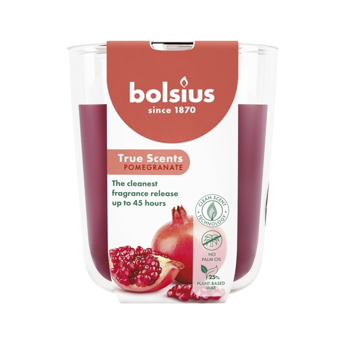 Svíčky Bolsius ve skle - Svíčka vonná ve skle BOLSIUS True Scents Pomegranate 9,7cm
