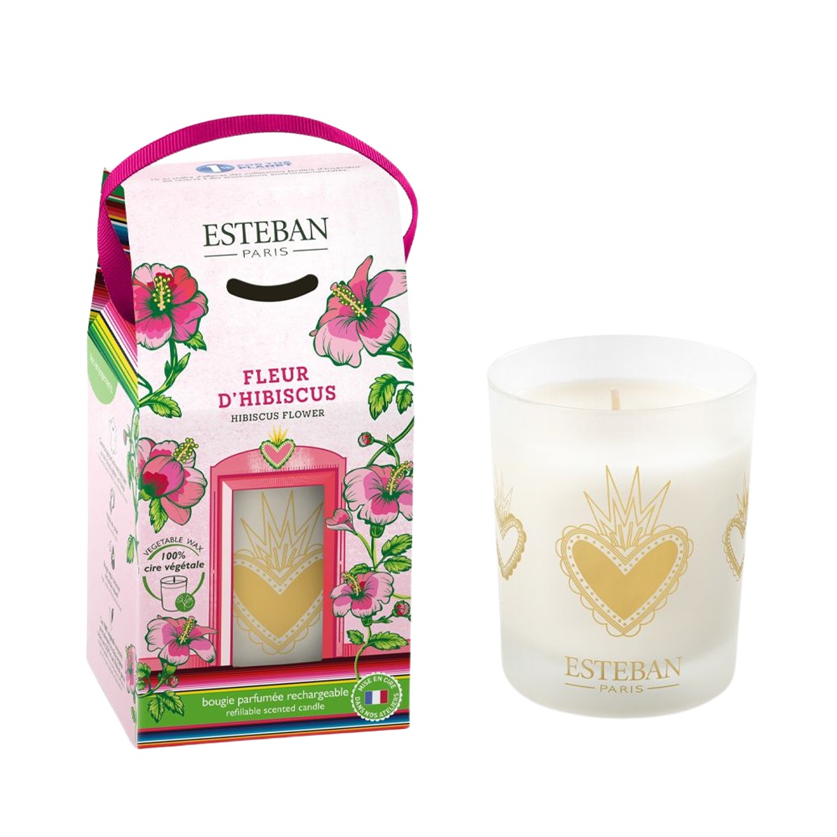 Svíčky Esteban Parfums - Svíčka vonná ve skle ESTEBAN NATURE Hibiscus Flower 180g