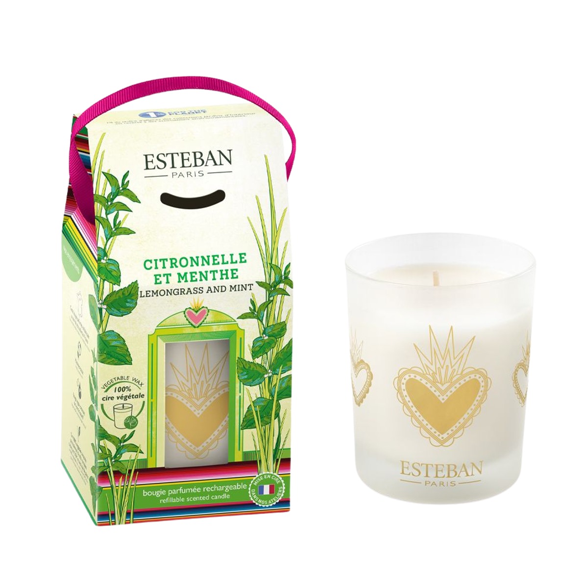 Svíčky Esteban Parfums - Svíčka vonná ve skle ESTEBAN NATURE Lemongrass & Mint 180g