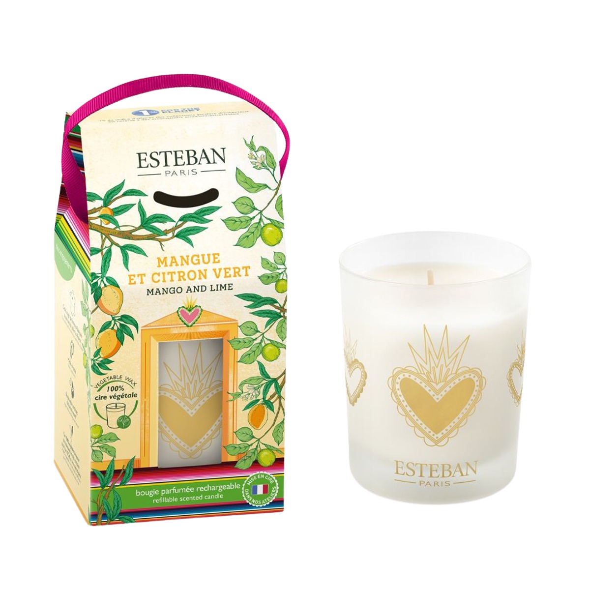 Svíčky Esteban Parfums - Svíčka vonná ve skle ESTEBAN NATURE Mango & Lime 180g