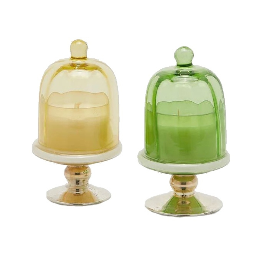 Svíčky vonné ve skle a jiném - Svíčka vonná ve skle na noze s poklopem Golden Amber 16cm