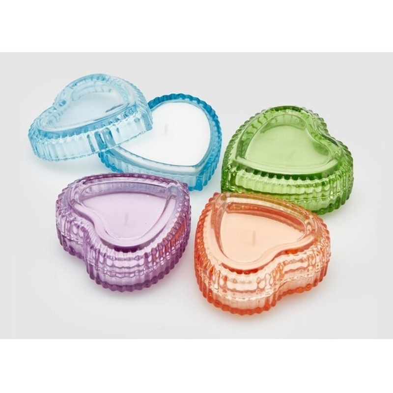 Svíčky vonné ve skle a jiném - Svíčka vonná ve skle s víčkem tvar srdce Vanilla mix 9cm