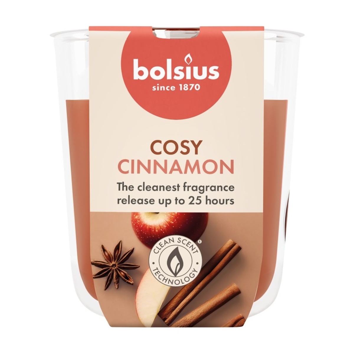 Svíčky Bolsius ve skle - Svíčka vonná ve skle TRUE SCENTS BOLSIUS Apple Cinnamon 8cm