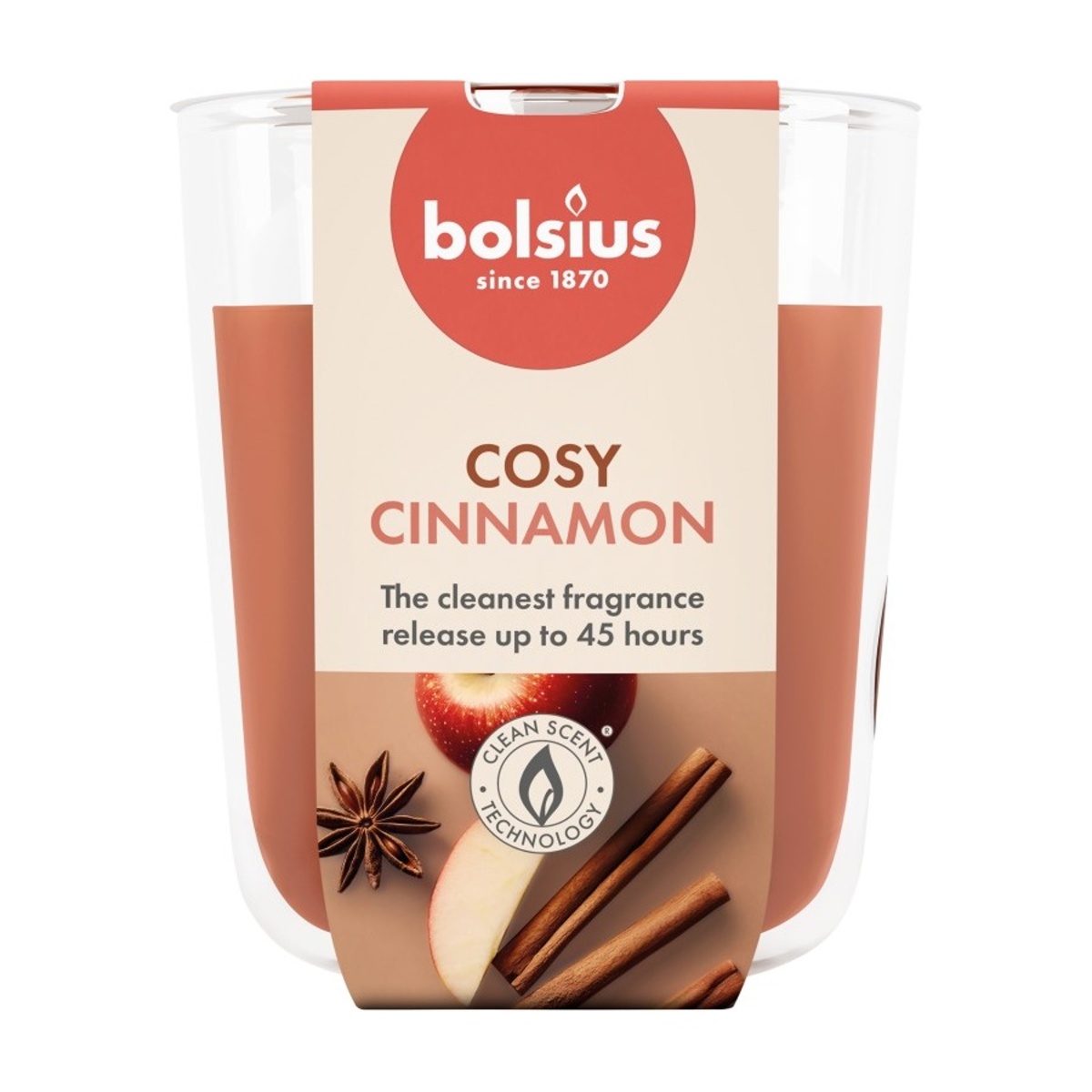 Svíčky Bolsius ve skle - Svíčka vonná ve skle TRUE SCENTS BOLSIUS Apple Cinnamon 9,7cm