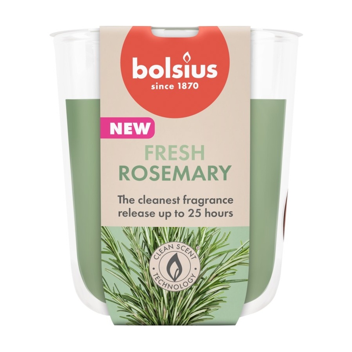 Svíčky Bolsius ve skle - Svíčka vonná ve skle TRUE SCENTS BOLSIUS Rosemary 8cm