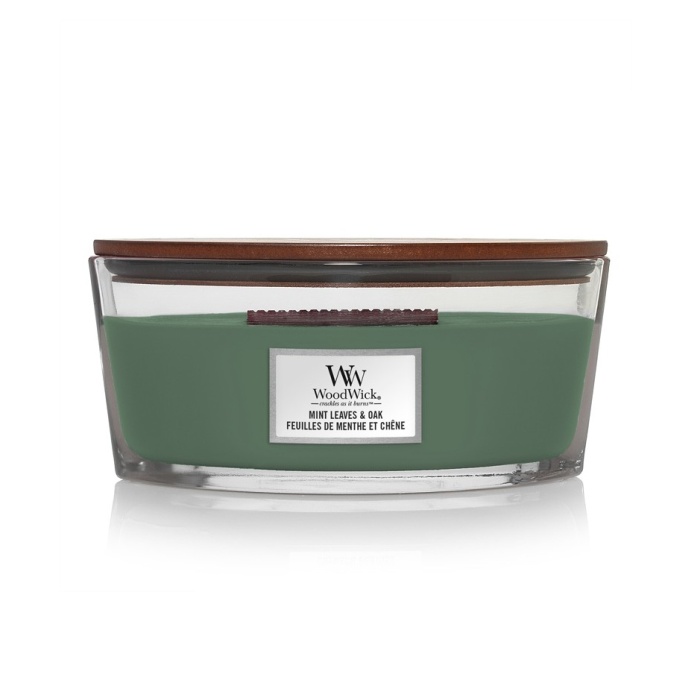 Svíčky WoodWick oválné - Svíčka WoodWick oválná Mint Leaves & Oak 453g