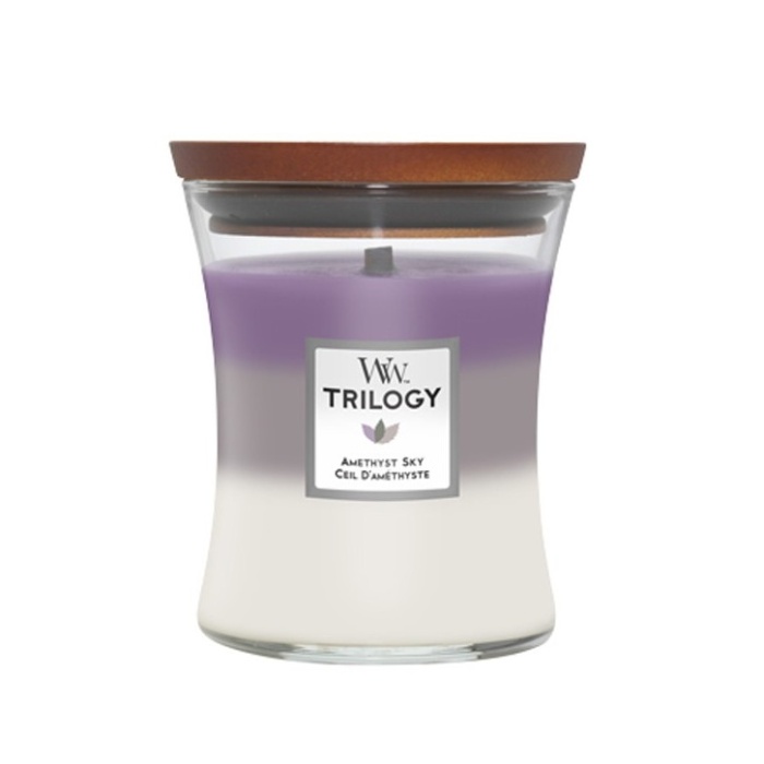 Svíčky WoodWick - Svíčka WoodWick Trilogy Amethyst Sky 275g