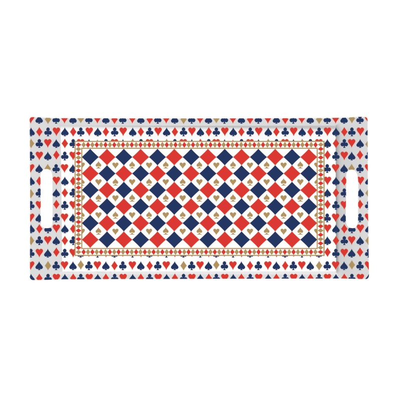 Tácy a podnosy - Tác hranatý 2 ucha porcelánový CASINO ROYALE 40x19cm
