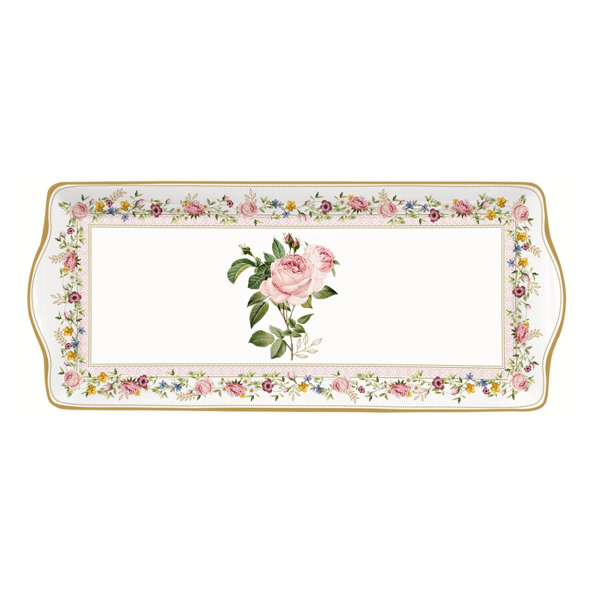 Tácy a podnosy - Tác servírovací CHANT DES ROSES z porcelánu 35x15cm