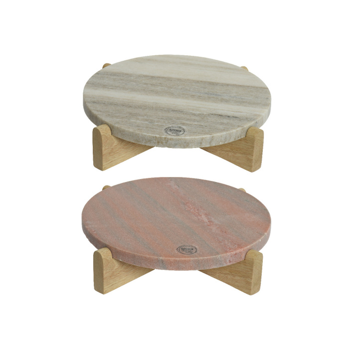 Tácy a podnosy - Tác servírovací na podstavci kámen a dřevo 27cm