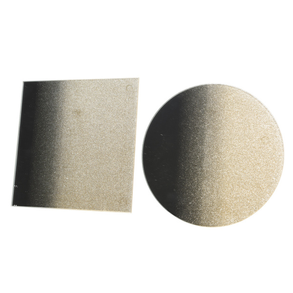 Tácek pod svíčku zrcadlový s glitry zlatý 10cm