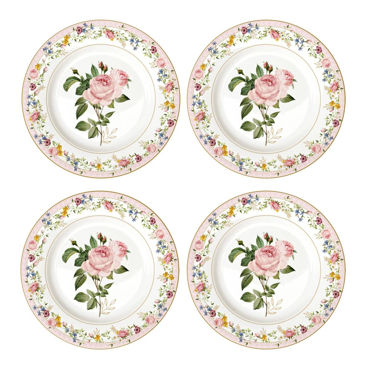 Talíře - Talíř dezertní CHANT DES ROSES z porcelánu 4ks