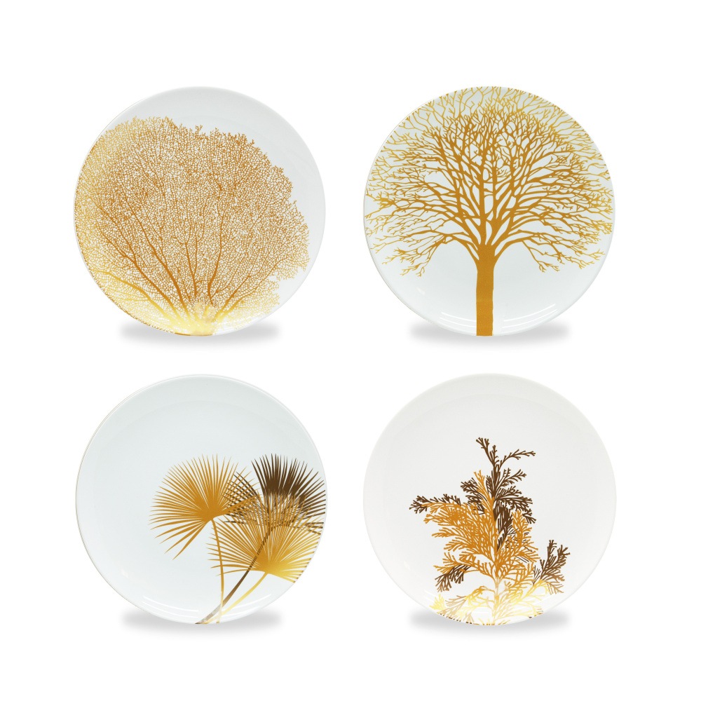 Talíře - Talíř dezertní kulatý keramický SINGAPORE bílý 4ks