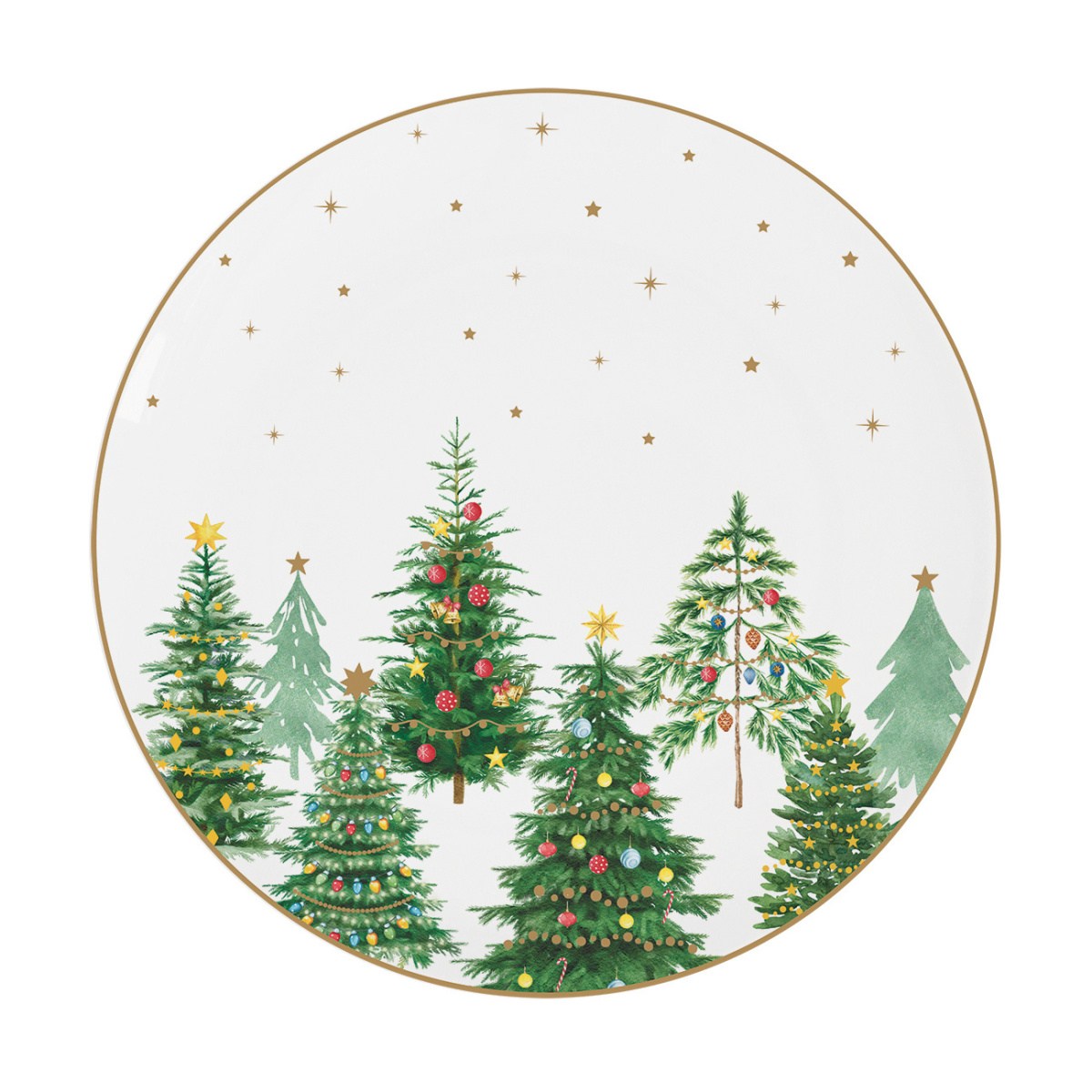 Talíře - Talíř dezertní porcelánový FESTIVE TREES 19cm