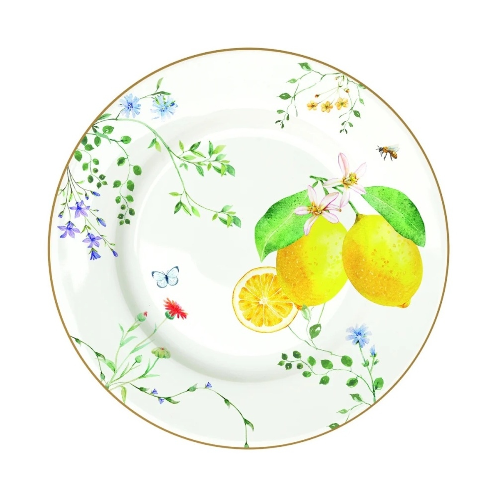 Talíře - Talíř dezertní porcelánový FLEURS ET CITRONS 19cm