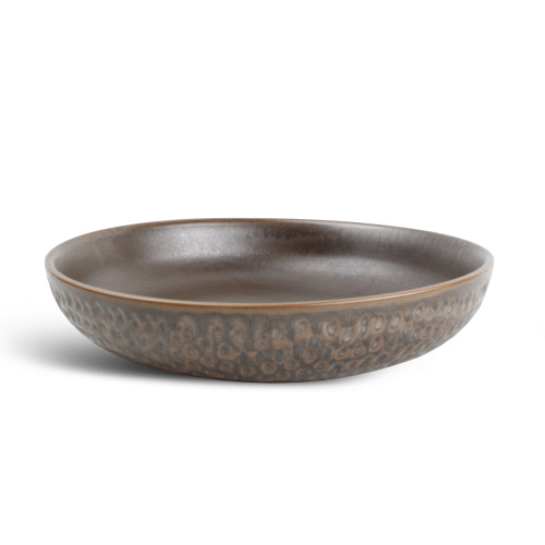 Talíře - Talíř hluboký BRASS dekor pruhy porcelán hnědá 22cm