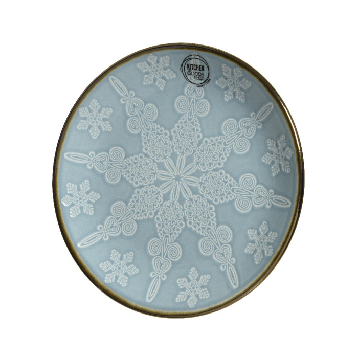 Talíře - Talíř kamenivový mělký s vločkami sv.modrý 19,5cm