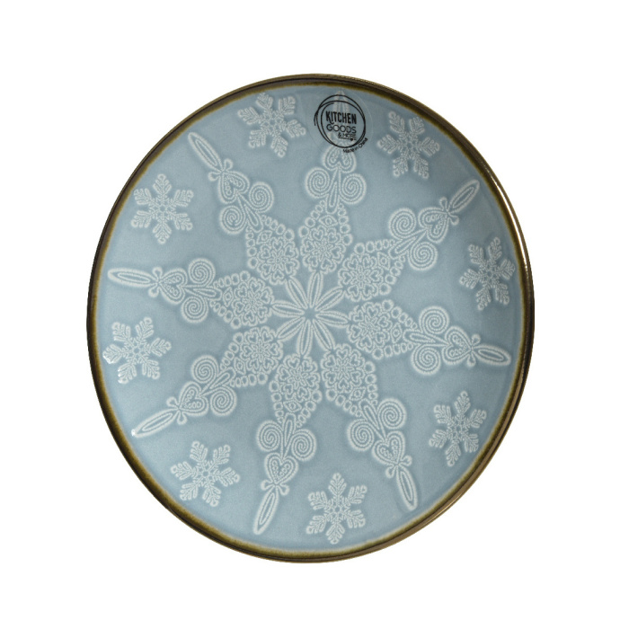 Talíře - Talíř kamenivový mělký s vločkami sv.modrý 27cm