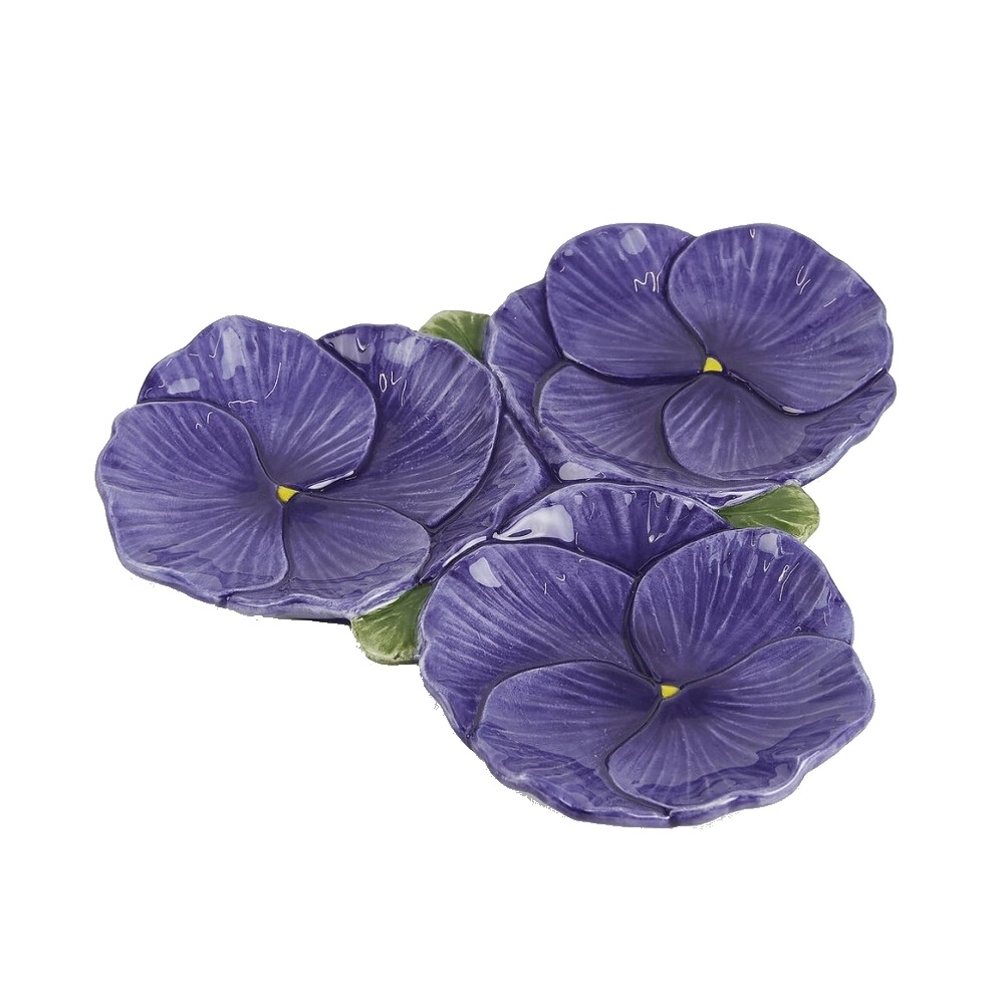 Talíře - Talíř keramický servírovací květy masešky fialový 21cm