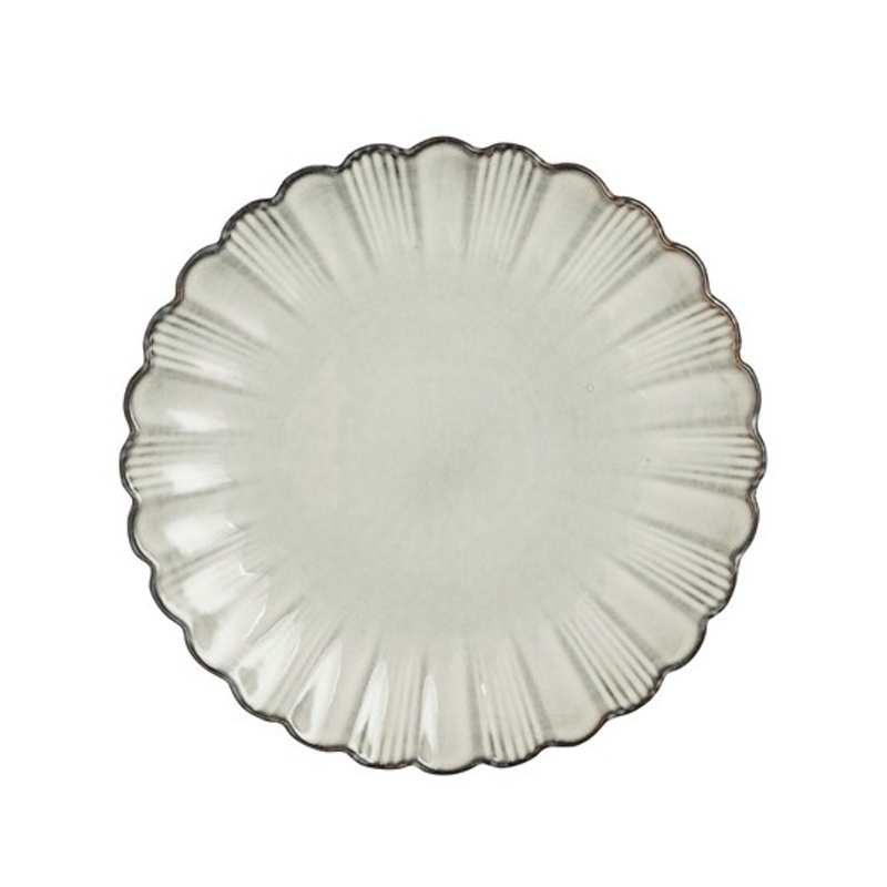 Talíře - Talíř kulatý kameninový CORFU se zvlněným okrajem šedý 26,5cm