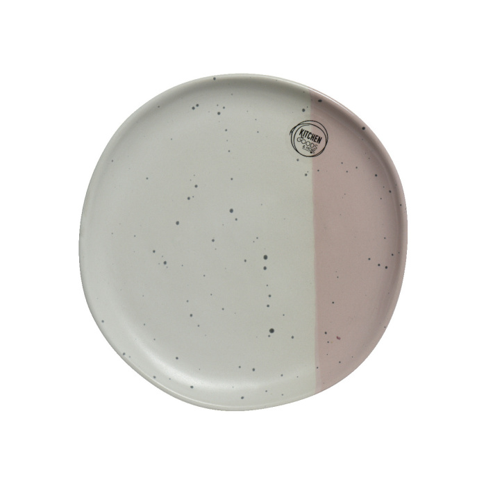 Talíře - Talíř mělký kameninový KITCHEN GOODS bílo-růžový 20,5cm