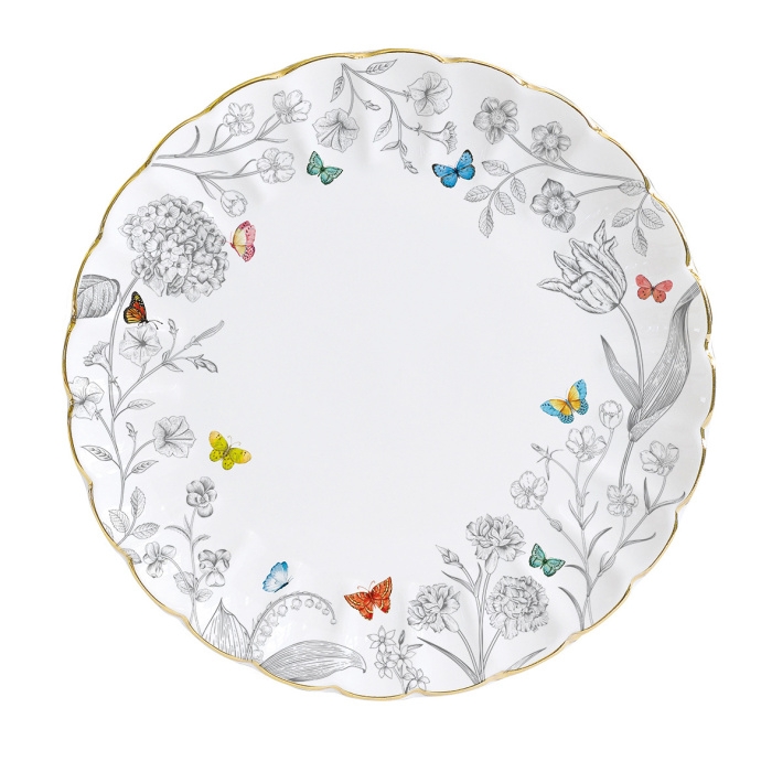 Talíře - Talíř mělký porcelánový FLEURS ET PAPILLONS 26cm