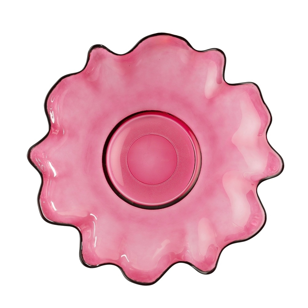 Talíře - Talíř/miska květ z recyklovaného skla červený 33cm