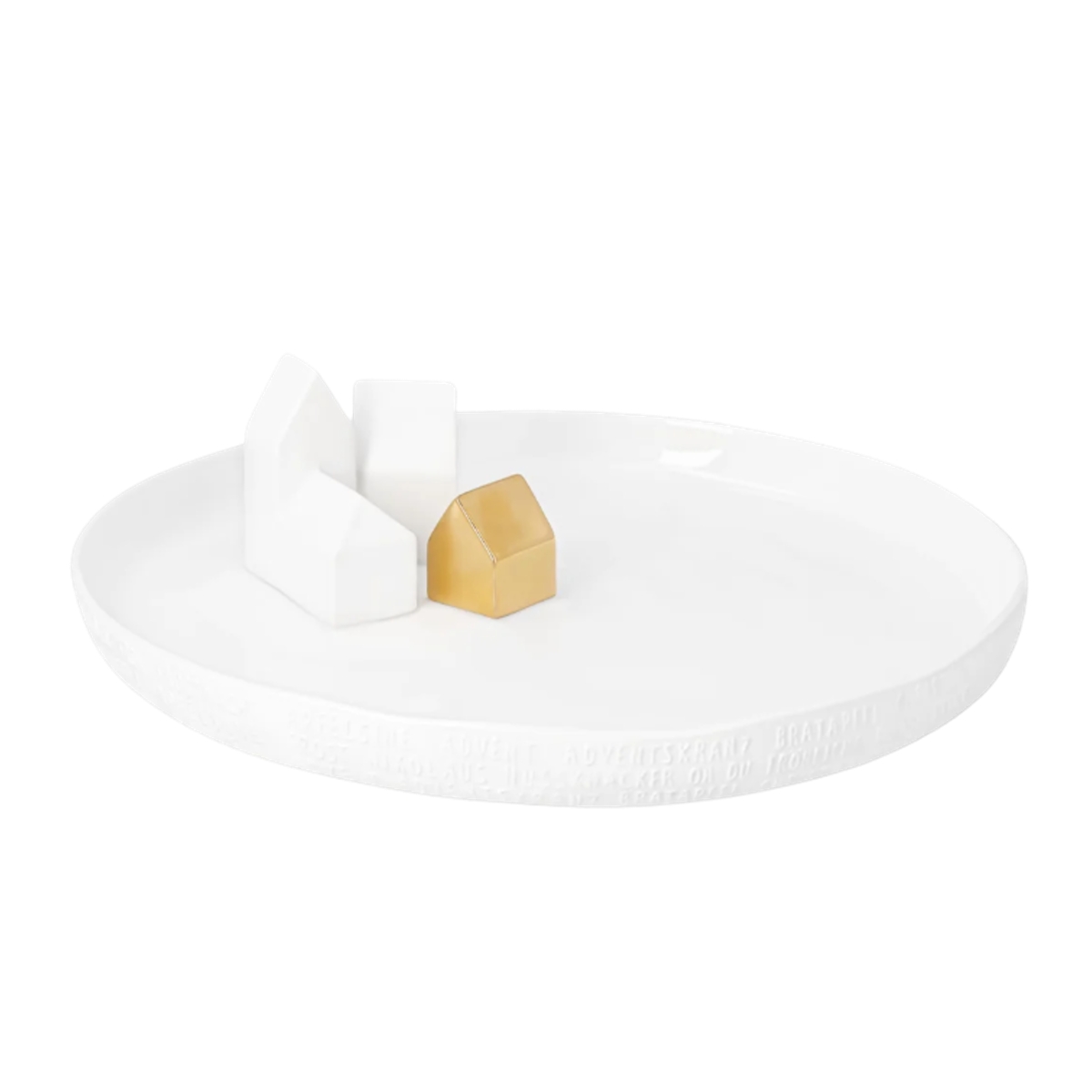 Vánoční nádobí a doplňky - Talíř porcelánový s domky 35cm