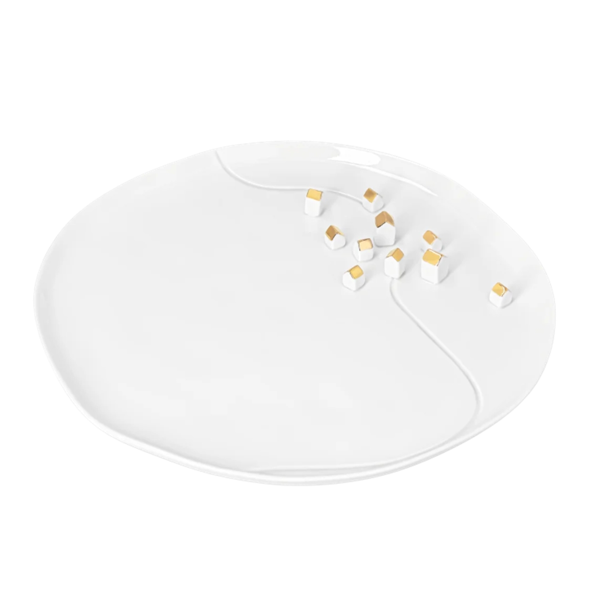 Vánoční nádobí a doplňky - Talíř porcelánový s vesnicí 32cm