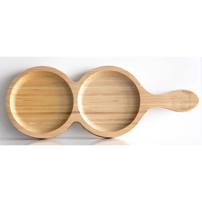 Nádobí - Talíř servírovací ABELLA s rukojetí dvojitý bambus 32cm