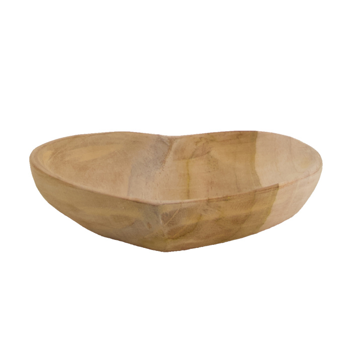 Dřevěné a proutěné dekorace - Talíř teakový ve tvaru srdce 15cm