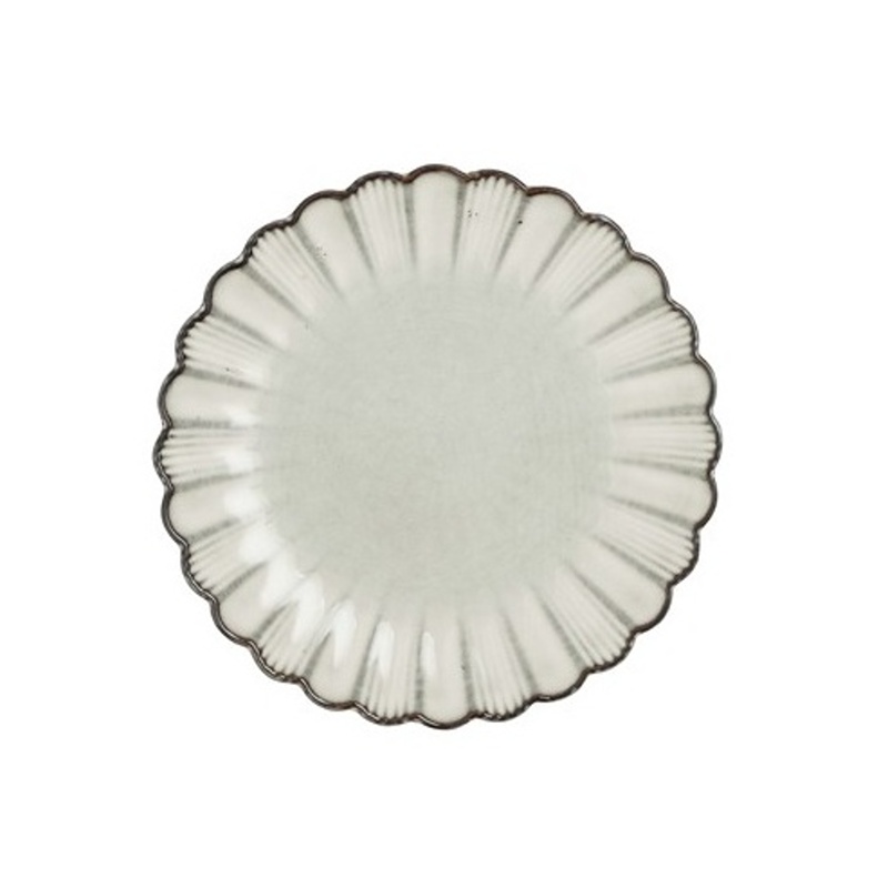 Talíře - Talířek kulatý kemeninový CORFU se zvlněným okrajem šedý 21cm