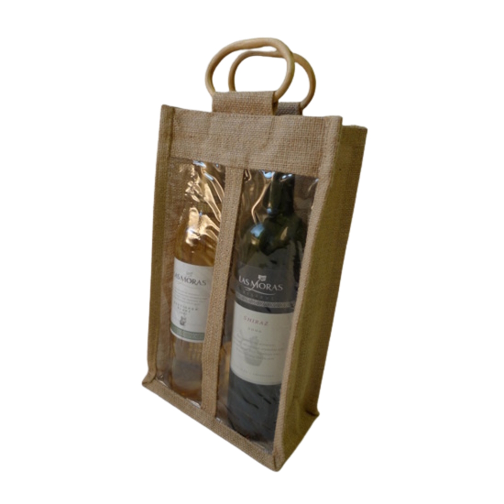 Tašky - Taška dárková na 2 vína juta 34cm