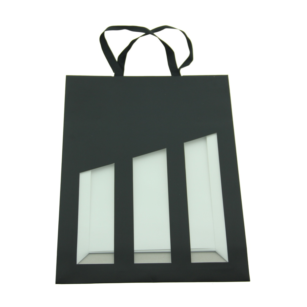 Tašky - Taška dárková papírová na 3 lahve SEDUCTION černá 38,5cm