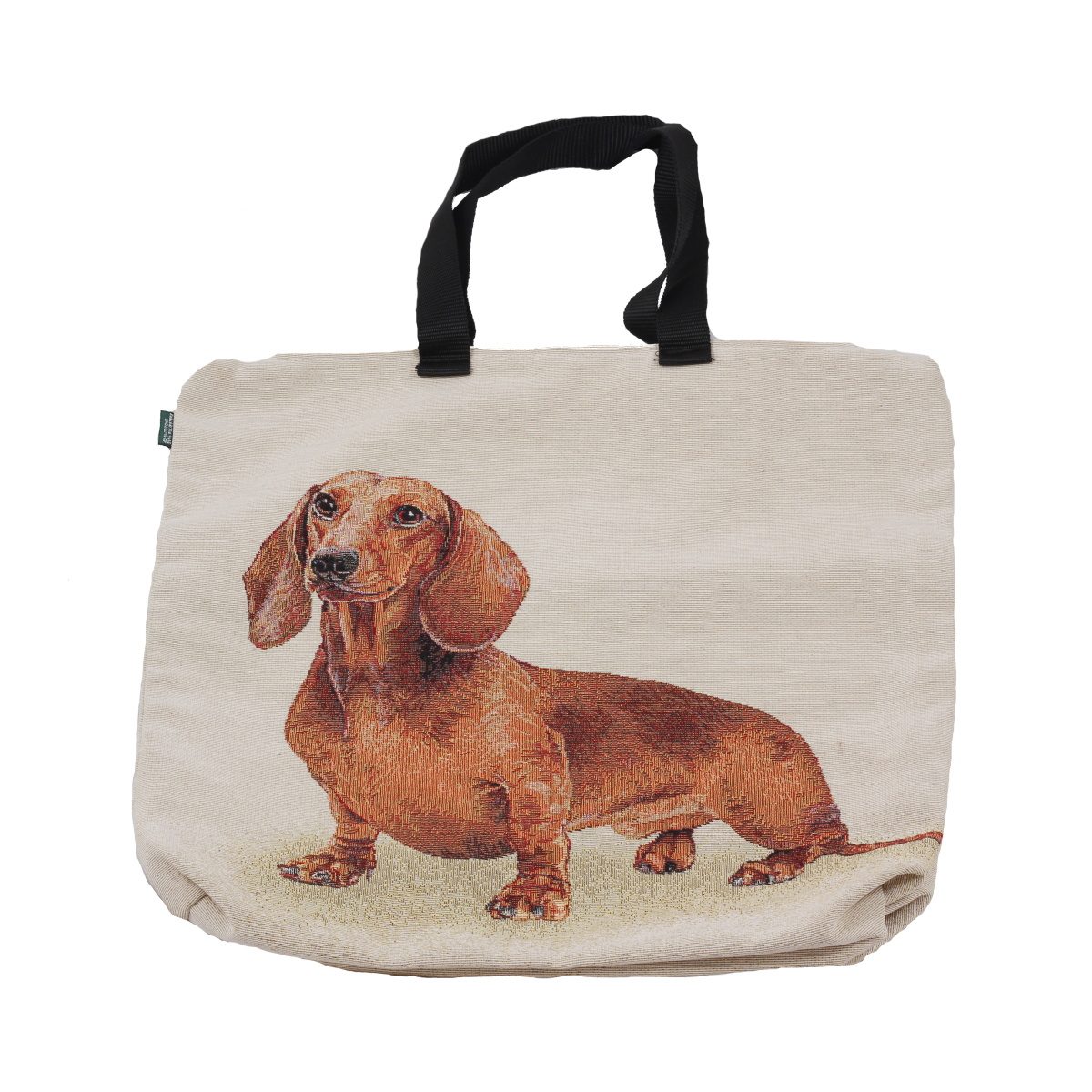 Tašky - Taška látková na zip BASSOTTO MARRONE - jezevčík 40x40cm