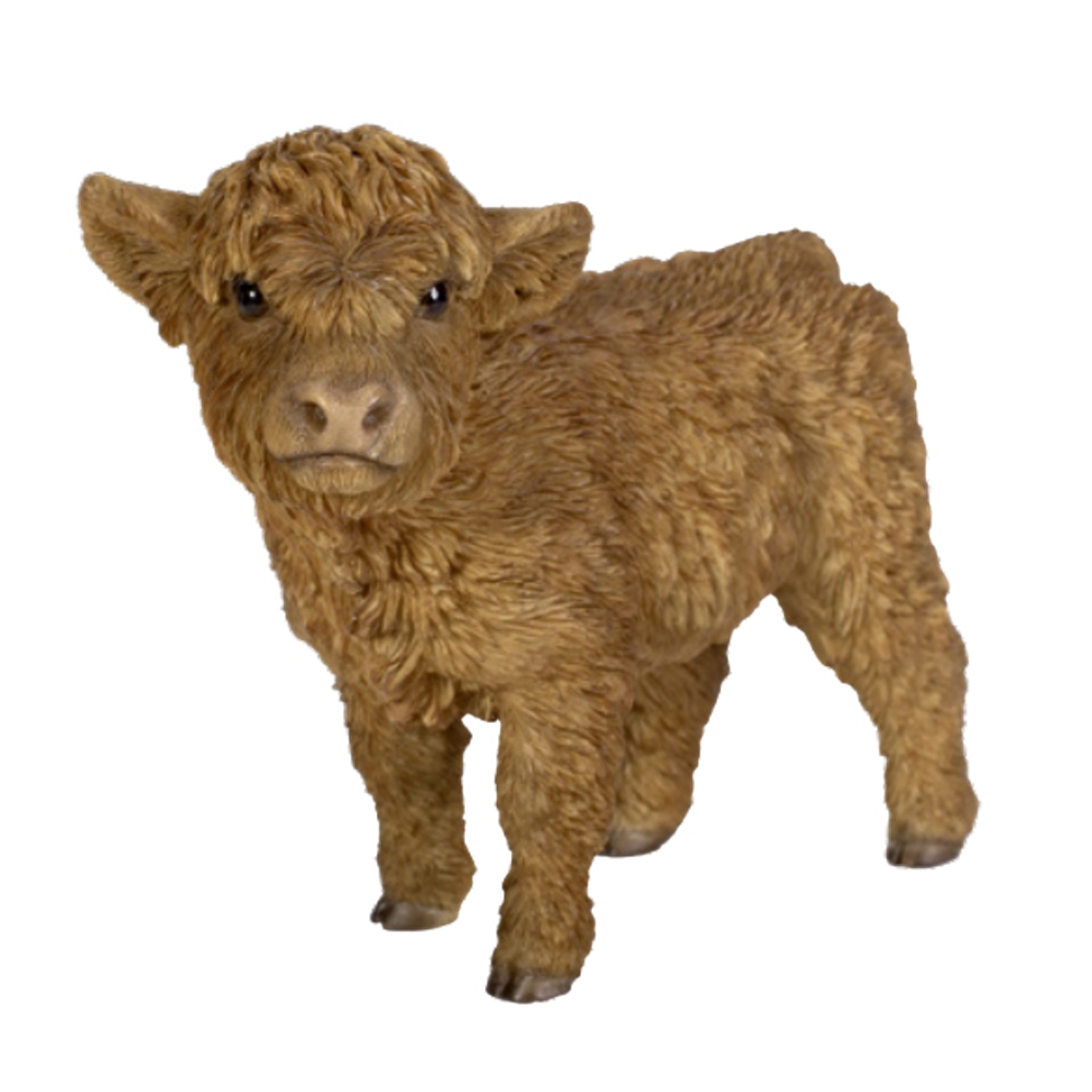 Venkovní zvířátka - Tele Highland Cattle stojící polyresinové 18cm
