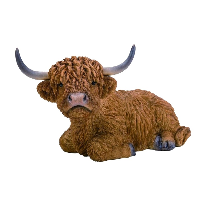 Venkovní zvířátka - Tele Highland Cattle stojící polyresinové 26cm