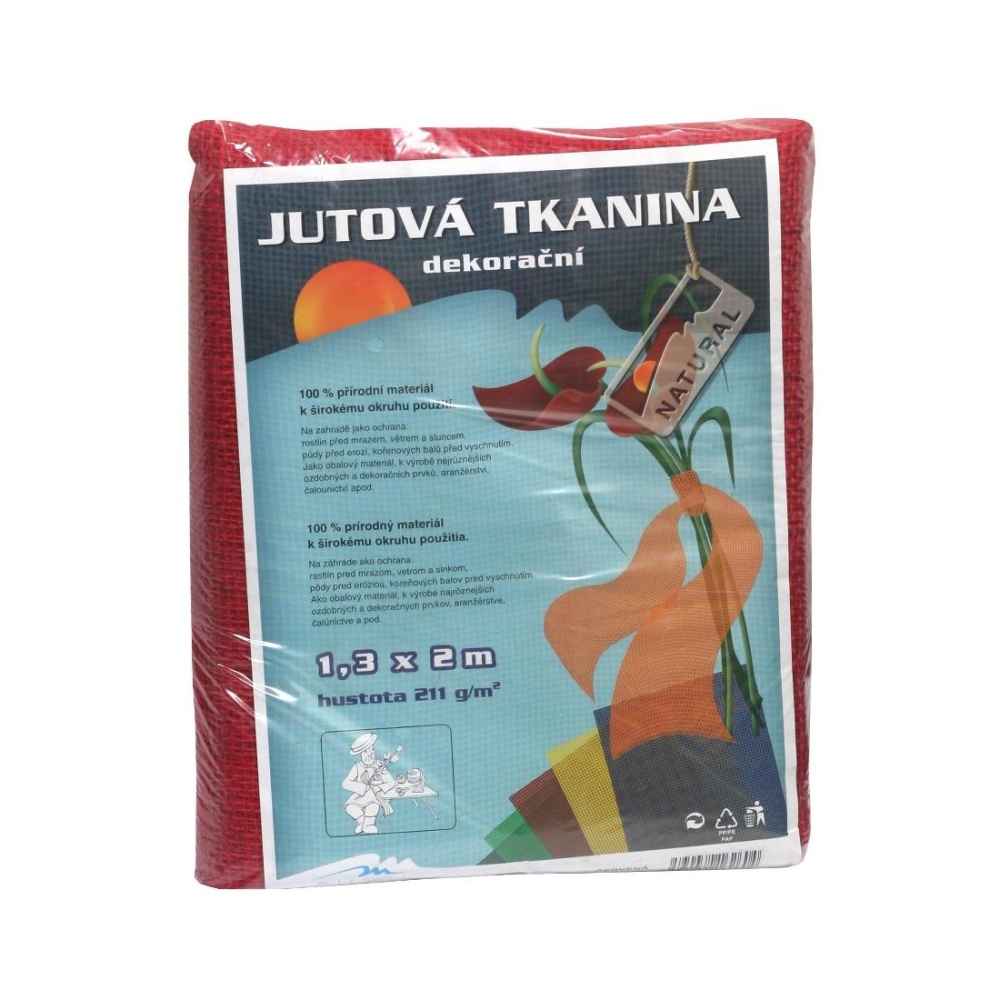 Fólie, textilie a plachty - Tkanina jutová červená 1,3x1m