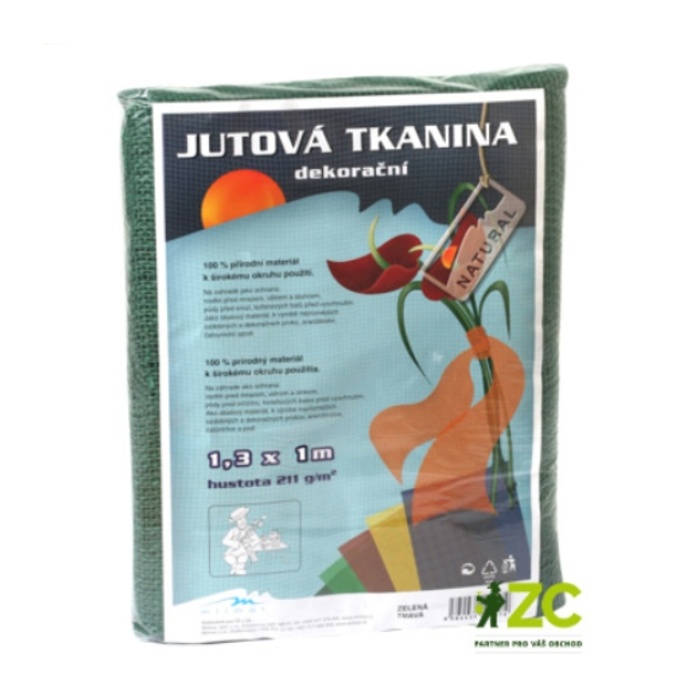 Fólie, textilie a plachty - Tkanina jutová tmavě zelená 1,3x1m