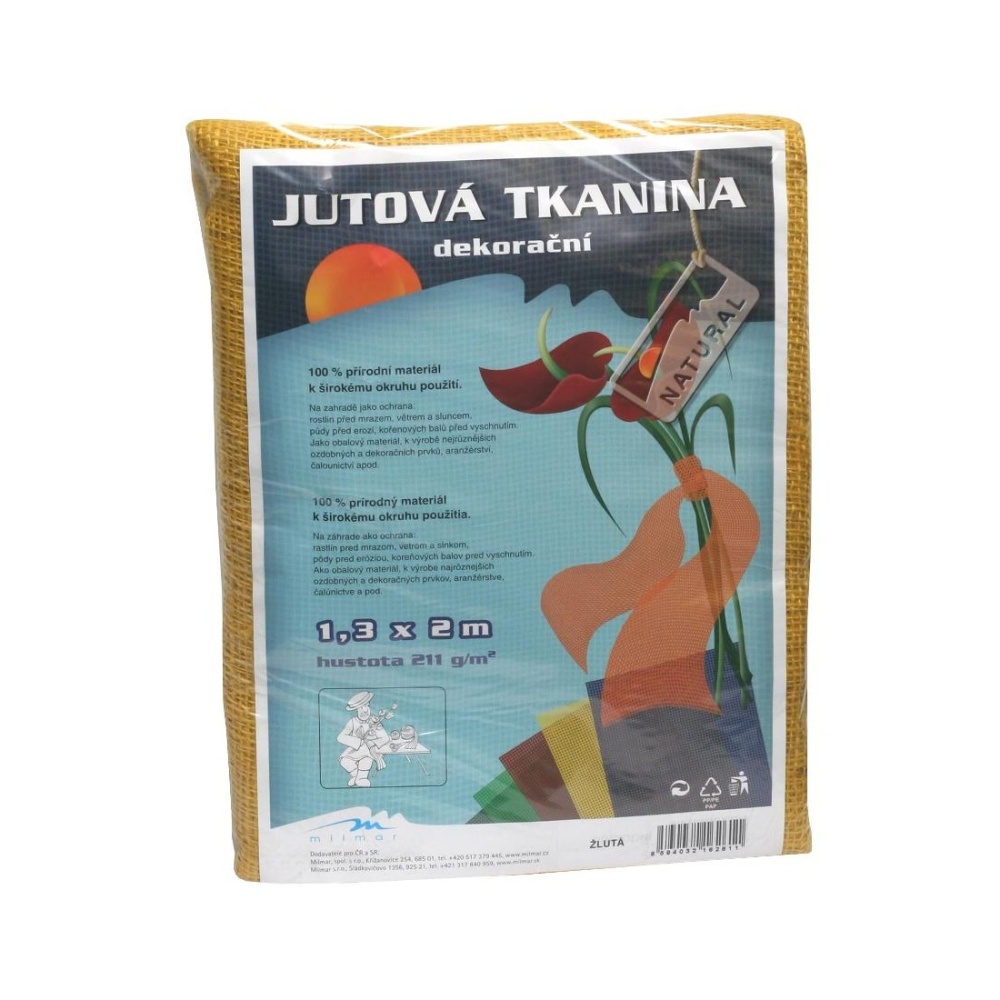Fólie, textilie a plachty - Tkanina jutová žlutá 1,3x1m