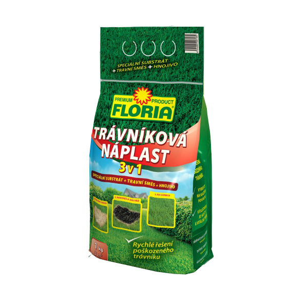 Hnojiva - Trávníková náplast 3v1 FLORIA 1kg