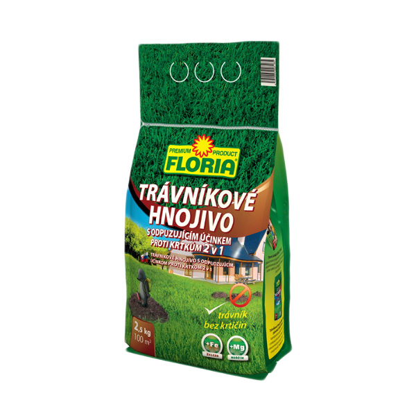 Hnojiva - Trávníkové hnojivo proti krtkům FLORIA 2,5kg