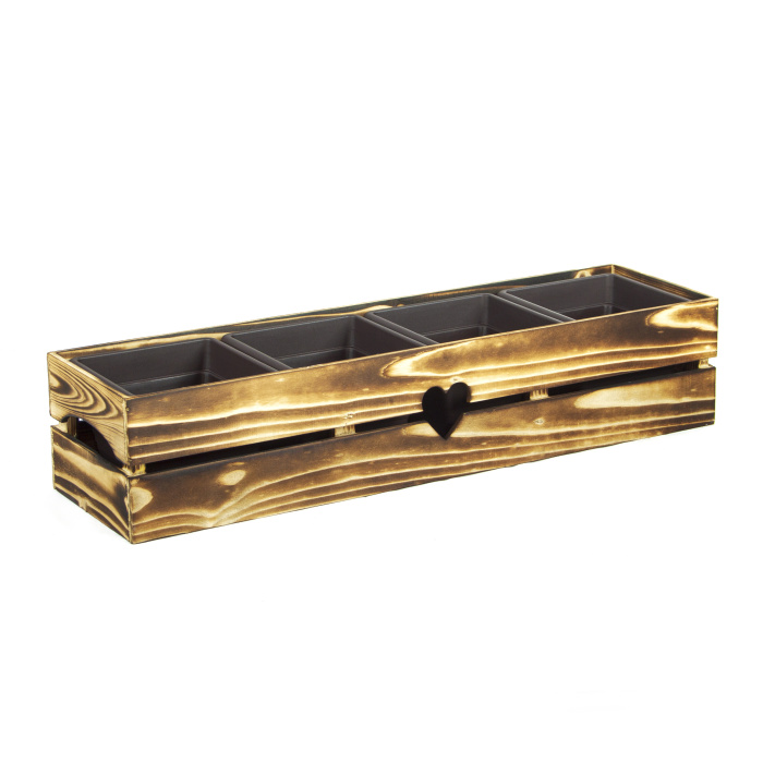 Truhlíky - Truhlík hranatý BYLINKÁČ 4 s plastovou vložkou opalovaný 67cm